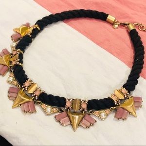 J Crew Black Cordon and Violet + Pearl Necklace